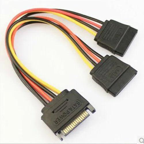 0.13m 15 Pin Sata Male to 2x Sata Female Power Splitter Cable - TIO