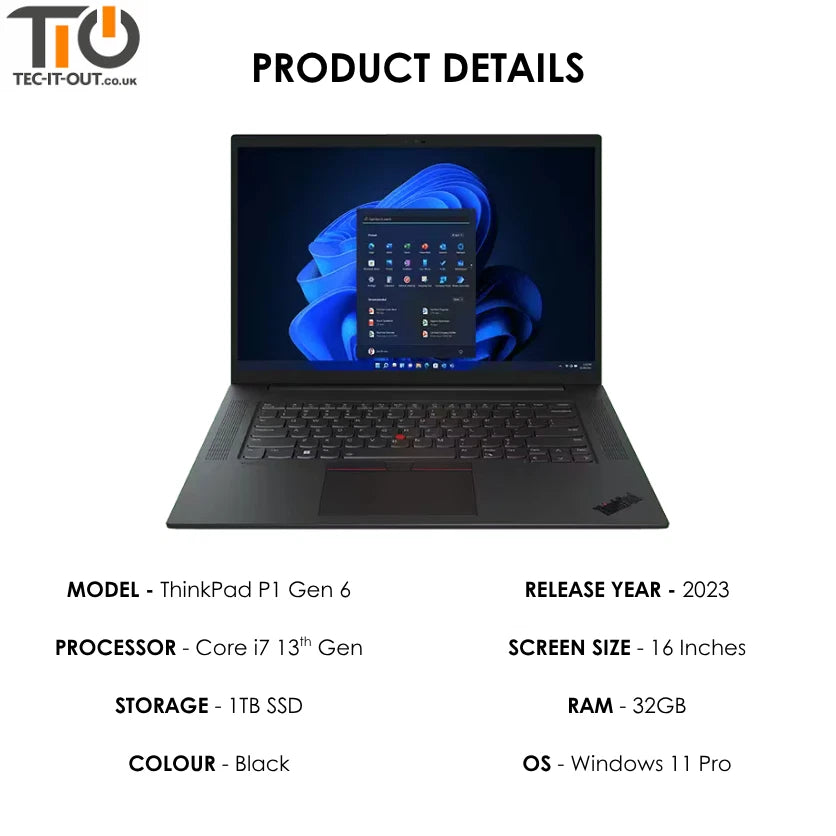 Lenovo ThinkPad P1 Gen 6 16-inch Core i7-13800H (2023)-Lenovo-TIO
