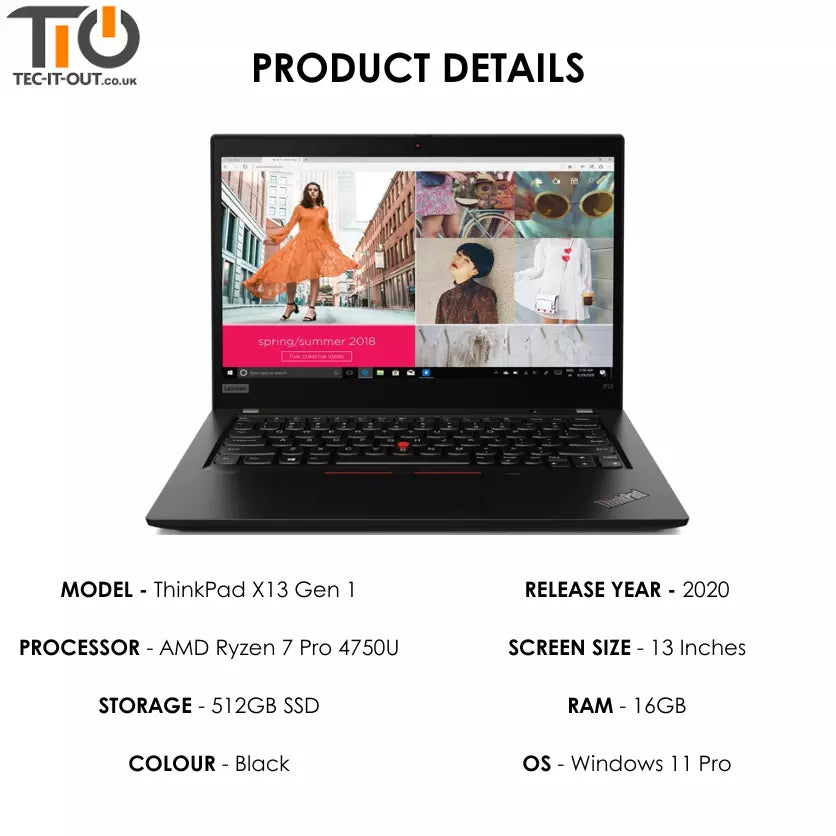 Lenovo ThinkPad X13 Gen 1 13-inch AMD Ryzen 7 Pro 4750U (2020)-Lenovo-TIO