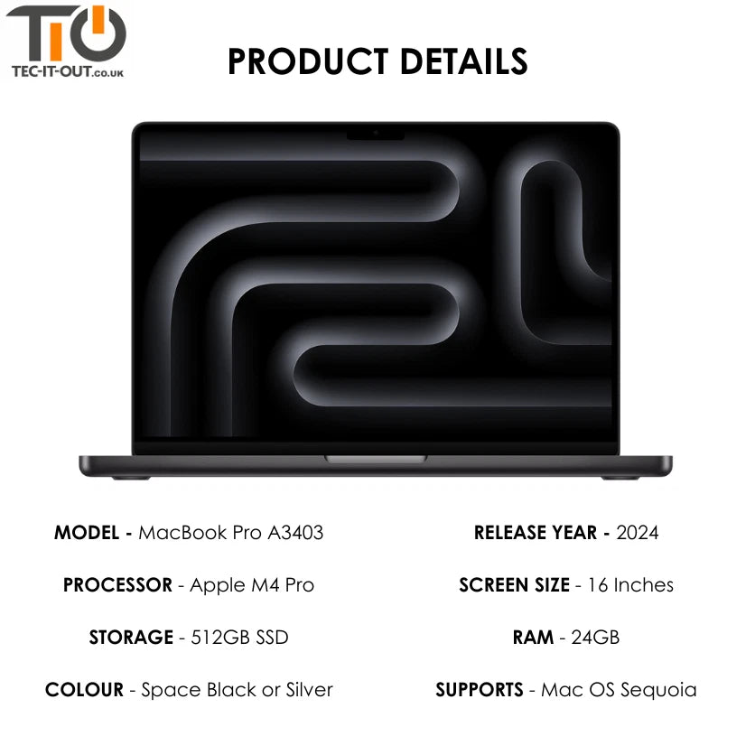 MacBook Pro 16-inch A3403 M4 Pro (14-core CPU 20-core GPU) (2024)-Apple-TIO