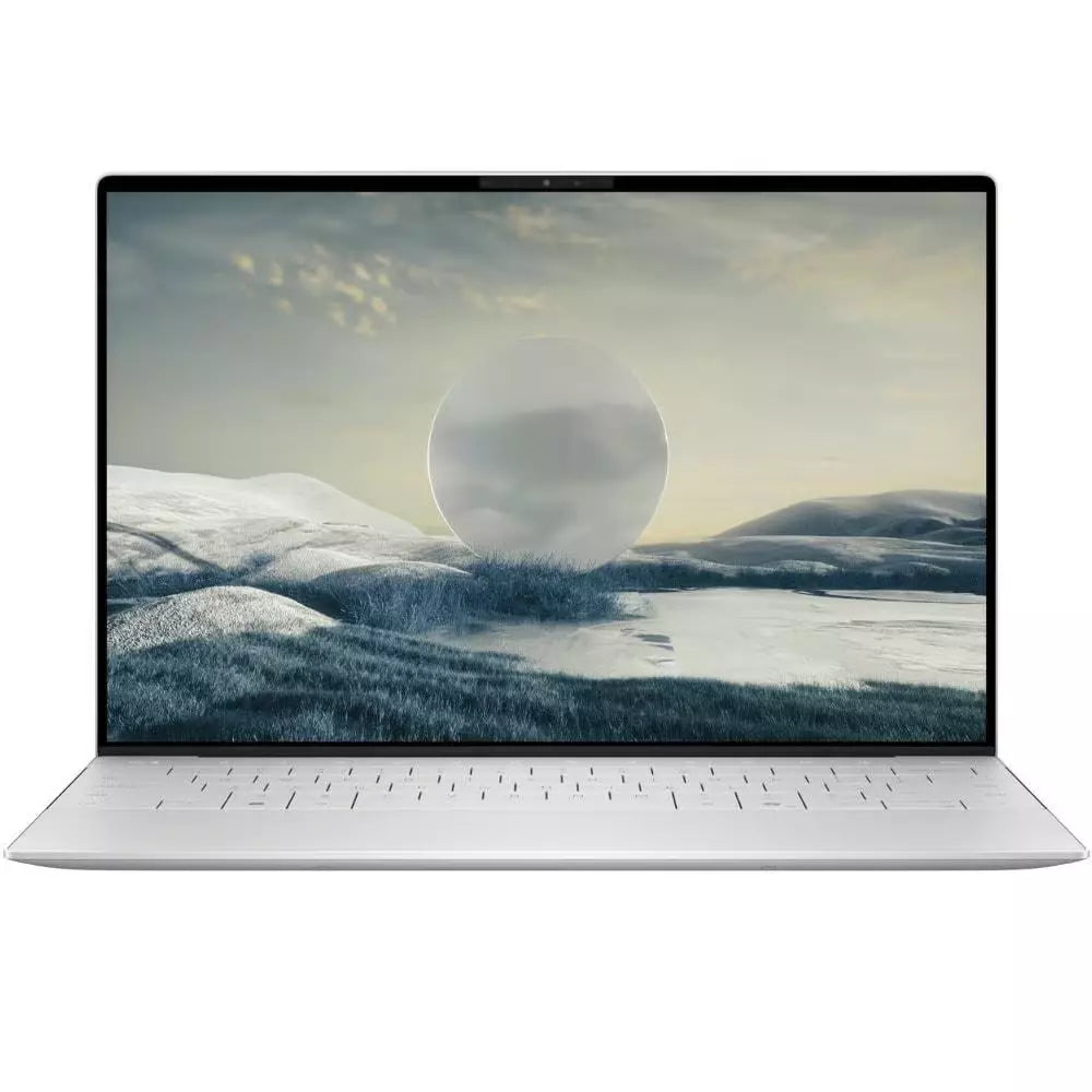 Silver Dell XPS laptop, front view