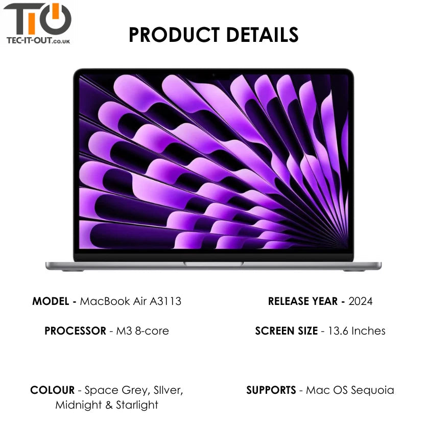 MacBook Air 13-inch A3113 M3 (8-core CPU 8-core GPU) (2024)-Apple-TIO