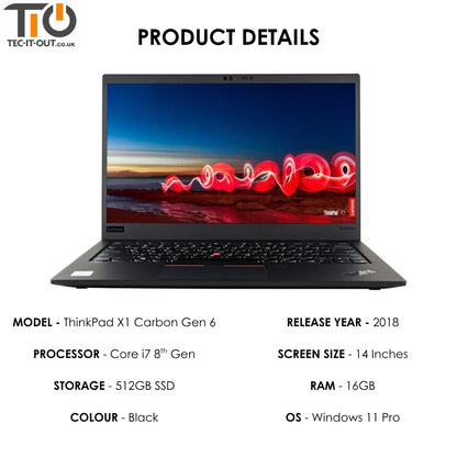 Lenovo ThinkPad X1 Carbon 6th Gen 14-inch Core i7-8650U (2018)-Lenovo-TIO