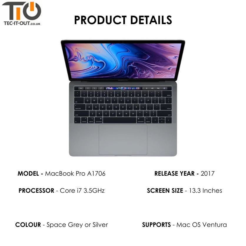 MacBook Pro 13-Inch A1706 Core i77567U (2017)-Apple-TIO