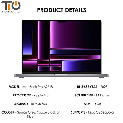 MacBook Pro 14-inch A2918 M3 (8-core CPU 10-core GPU) (2023)-Apple-TIO