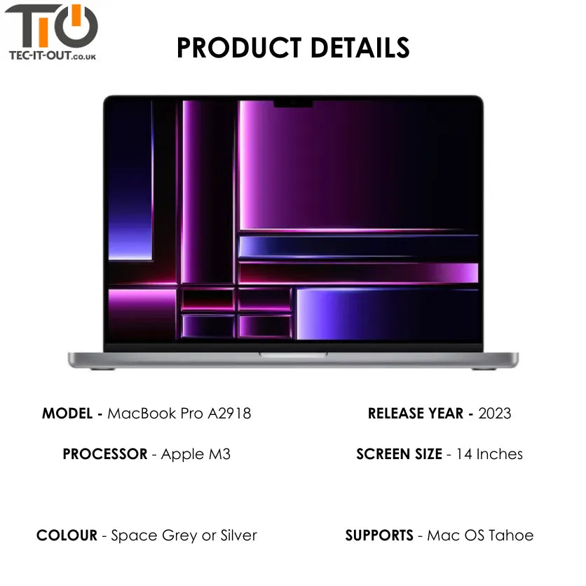 MacBook Pro 14-inch A2918 M3 (8-core CPU 10-core GPU) (2023)-Apple-TIO