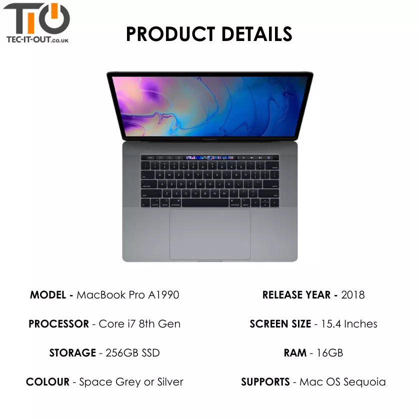 MacBook Pro 15-inch A1990 Core i7-8750H (2018)-Apple-TIO