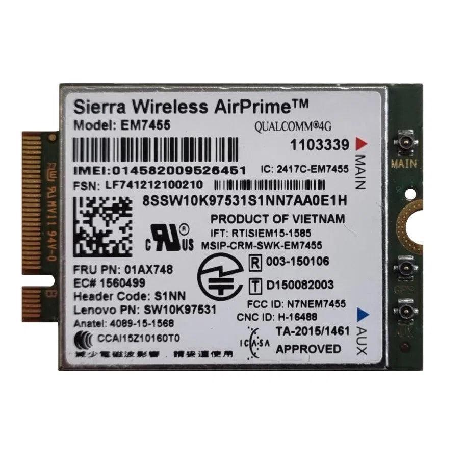 Sierra Wireless AirPrime EM7455 WWAN 4G LTE Mobile Card Lenovo 00JT542 - TIO